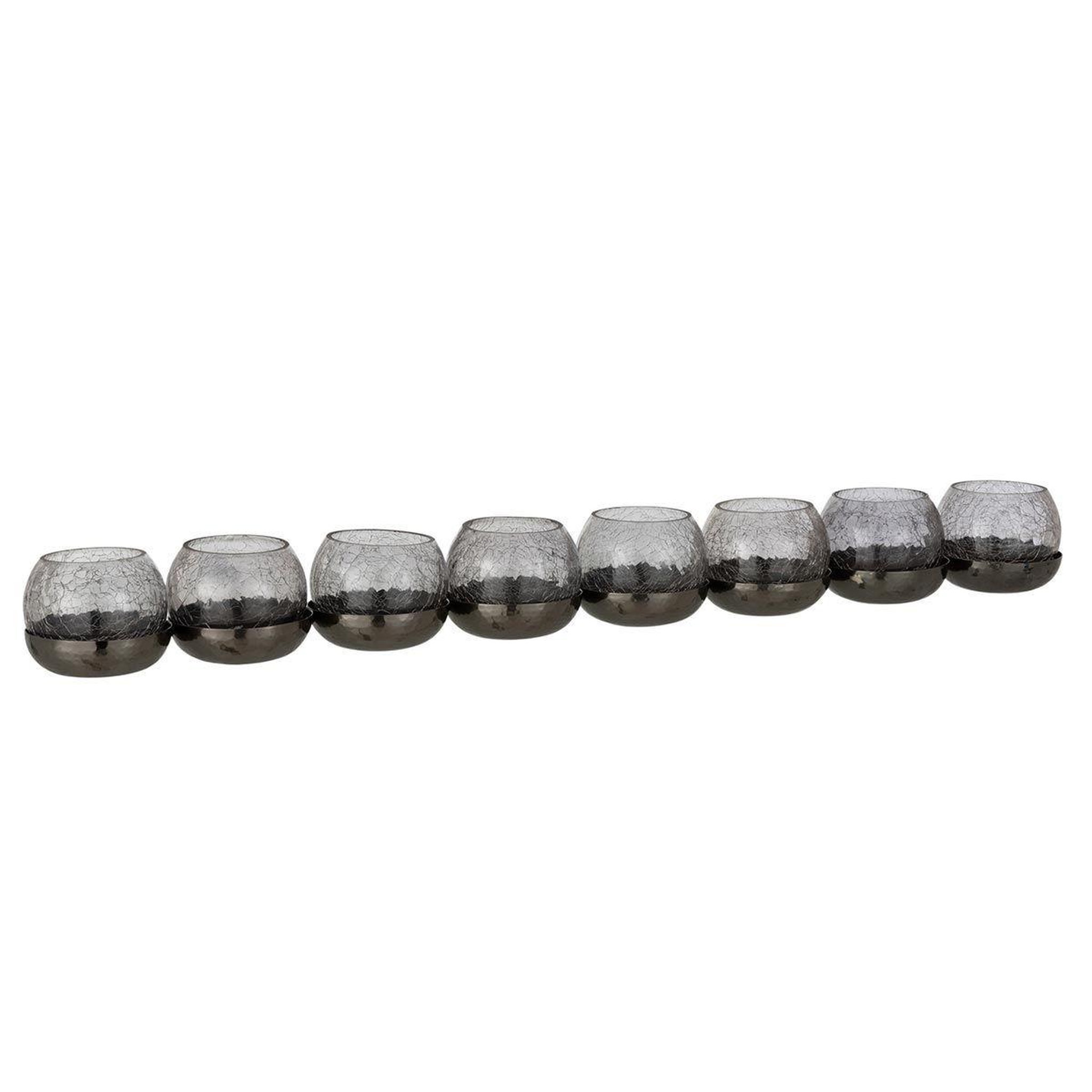Voir la diapositive 1 : J-LINE Photophore Verre Craquelé  8 Boules  71cm Noir