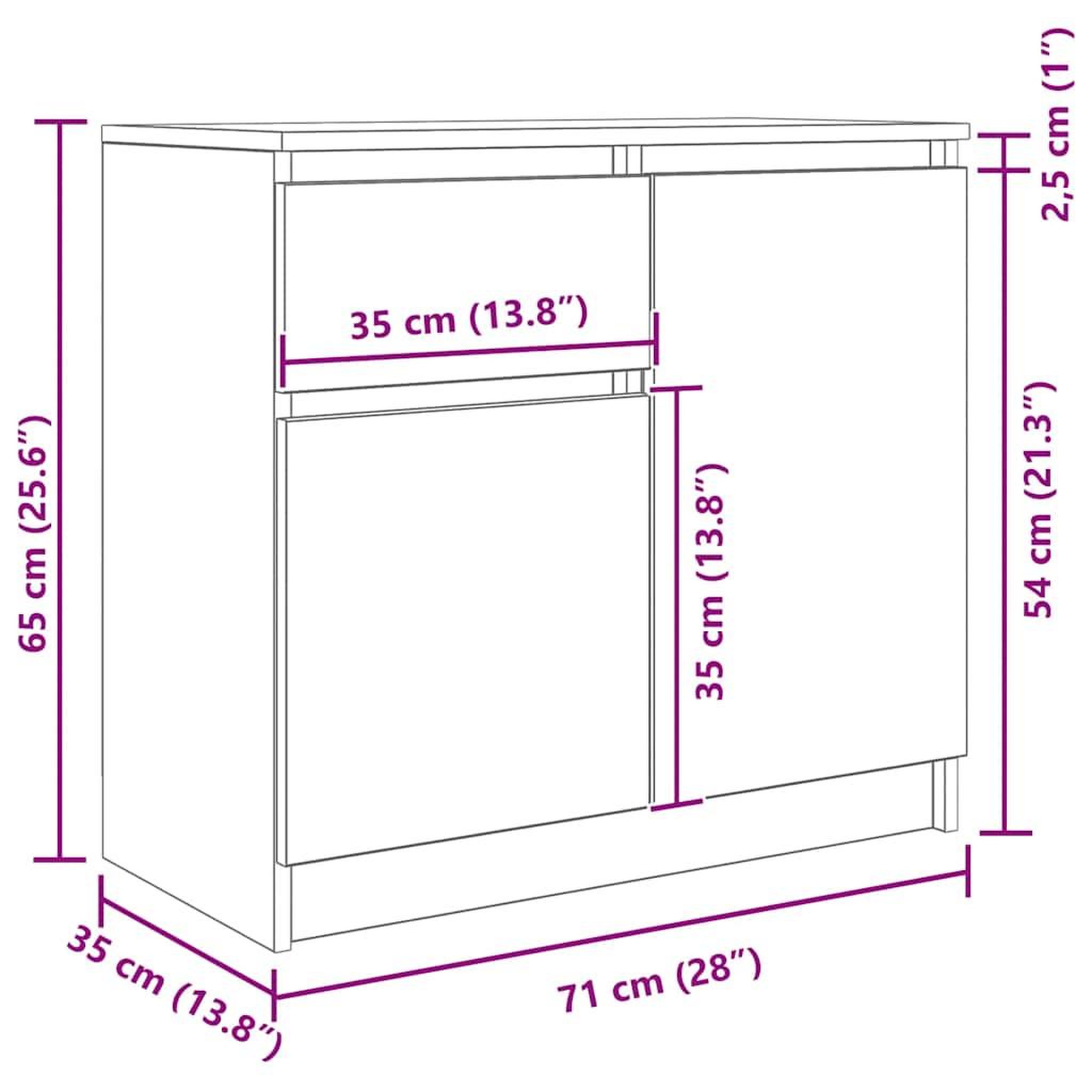 Voir la diapositive 6 : VIDAXL Buffet avec tiroir blanc 71x35x65 cm bois d'ingenierie