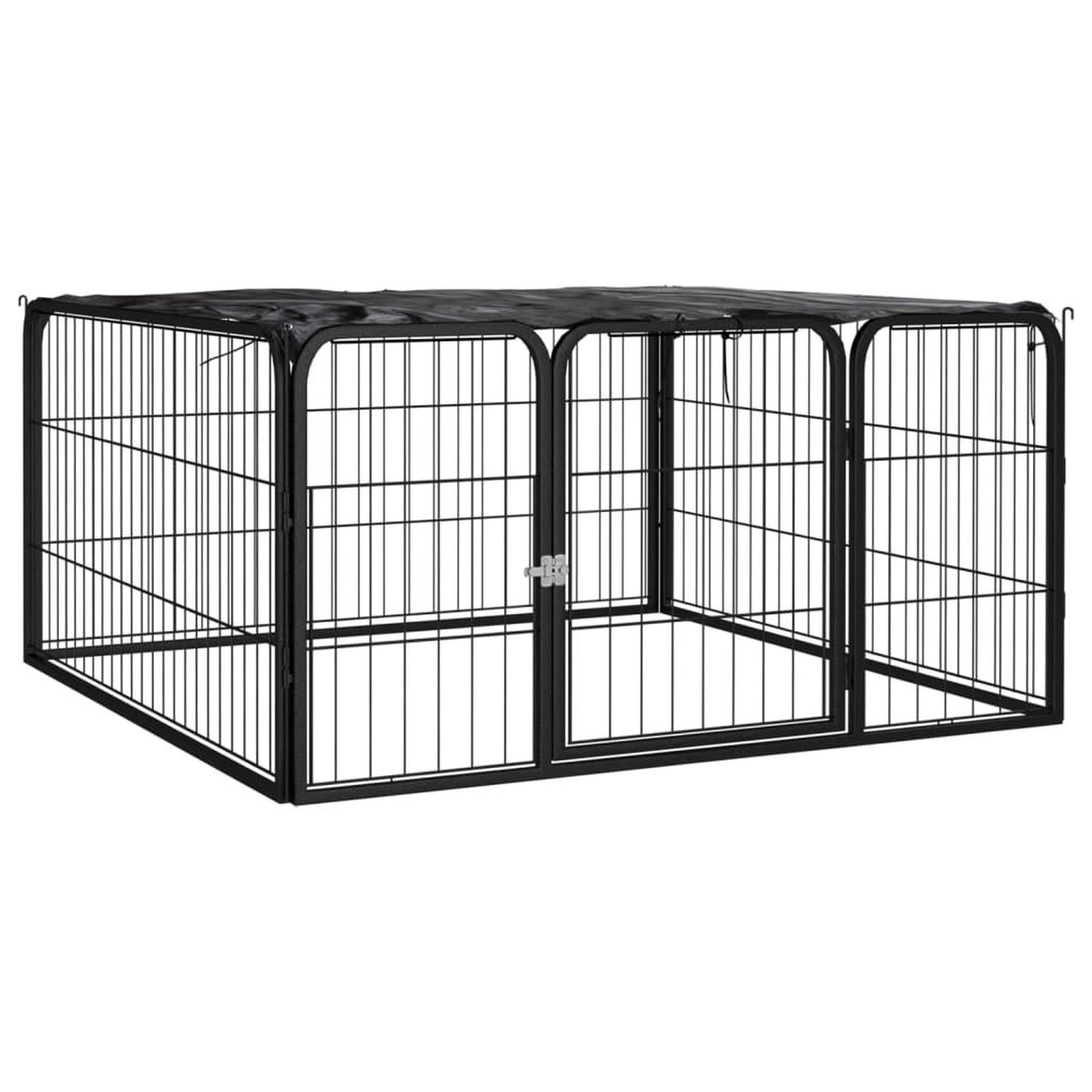 VIDAXL Parc pour chien 4 panneaux Noir 100x50cm Acier enduit de poudre