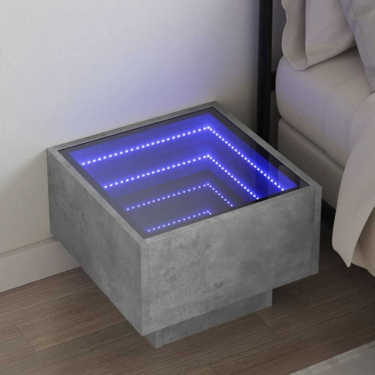 VIDAXL Table de chevet avec LED infini gris beton 40x40x30 cm