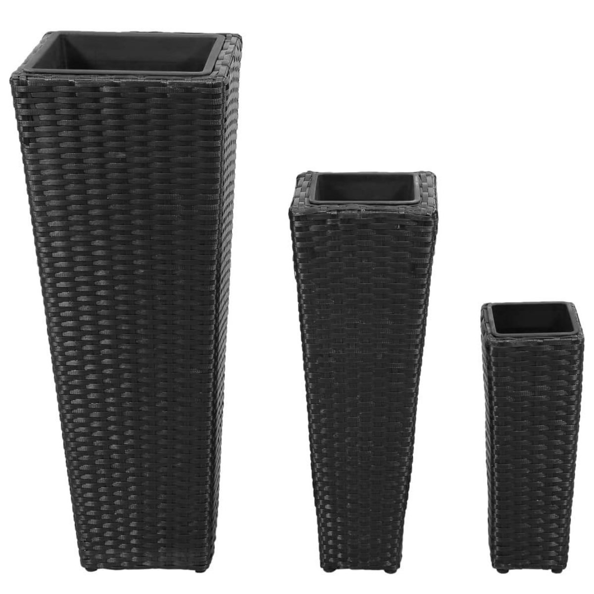 VIDAXL Lits sureleves de jardin 3 pcs Resine tressee Noir