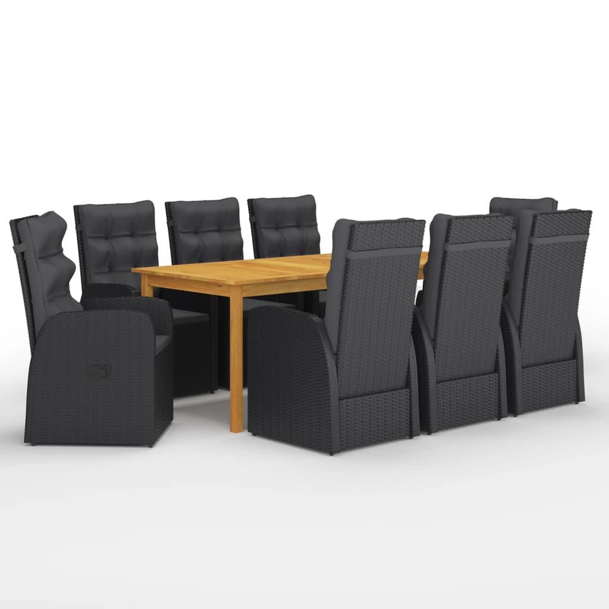 Voir la diapositive 1 : VIDAXL Ensemble a manger de jardin 9 pcs Noir
