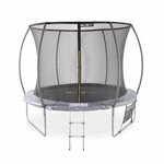 SWEEEK Trampoline Ø 305cm - Mars Inner XXL- trampoline de jardin gris avec filet de protection intérieur. échelle. bâche. filet pour chaussures et kit d'ancrage 3.05m 305cm