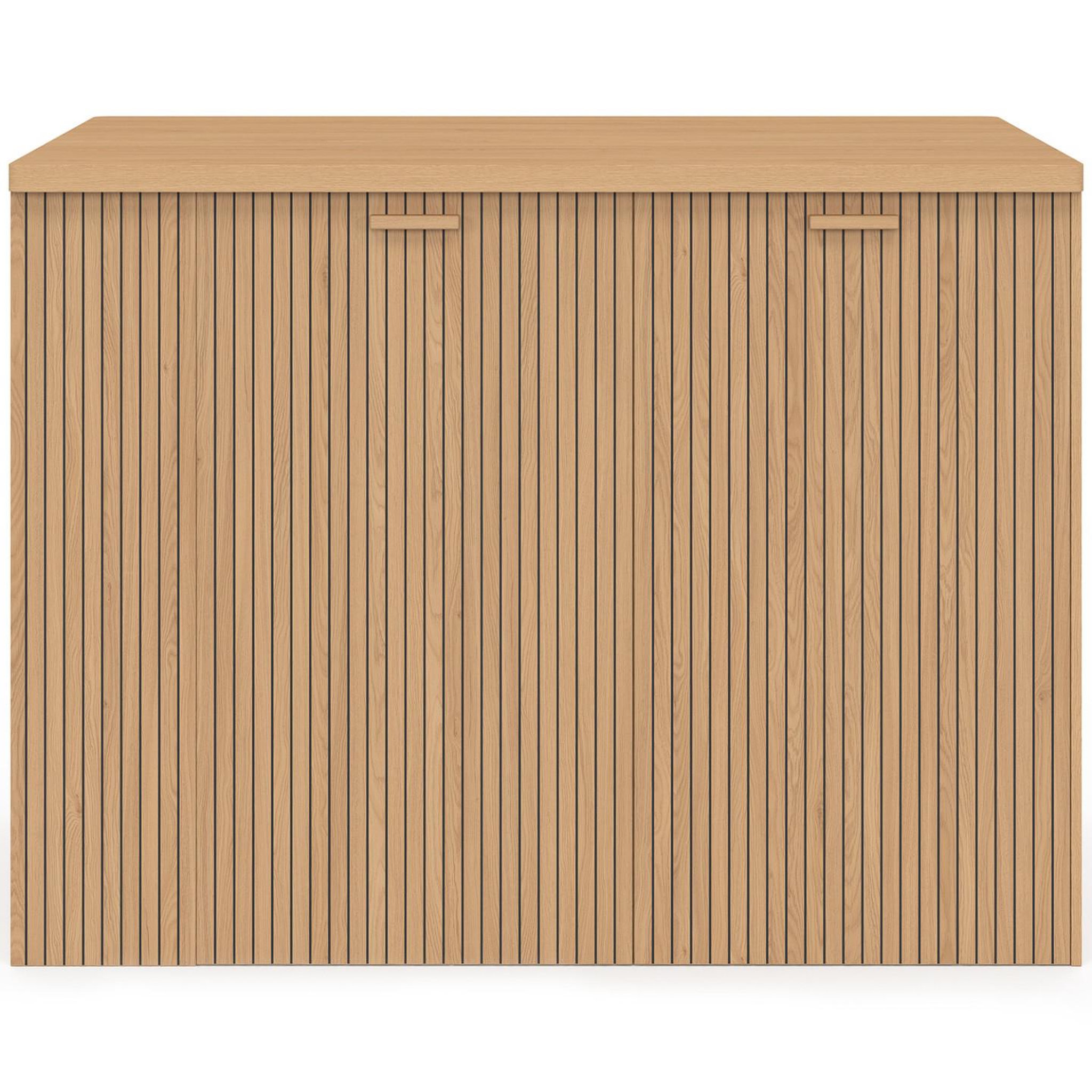 Voir la diapositive 3 : ID MARKET Ilot central juliette 120 cm effet lattes tasseau de bois