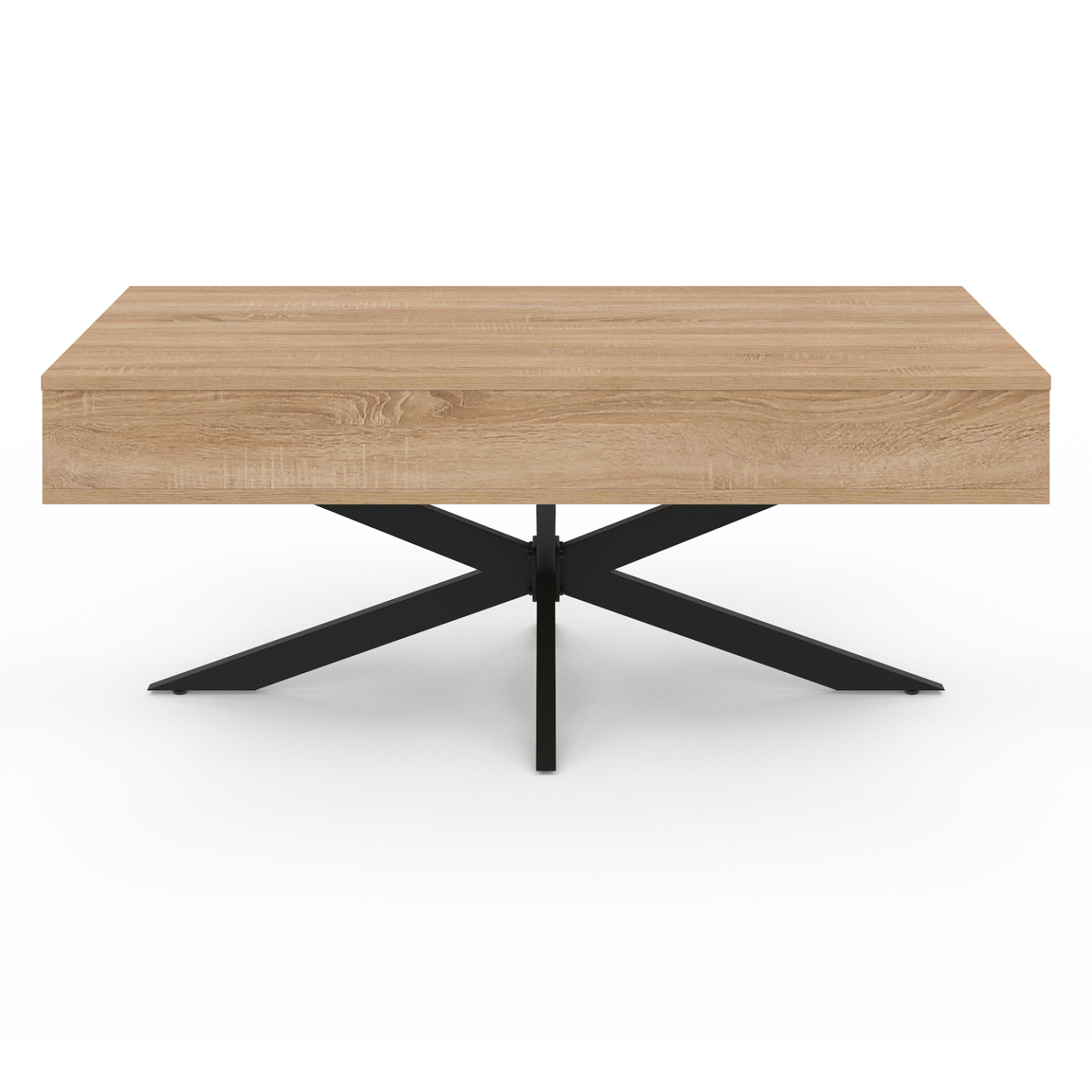 Voir la diapositive 3 : ID MARKET Table basse plateau relevable rectangulaire alix 100 cm pied araignée bois et noir