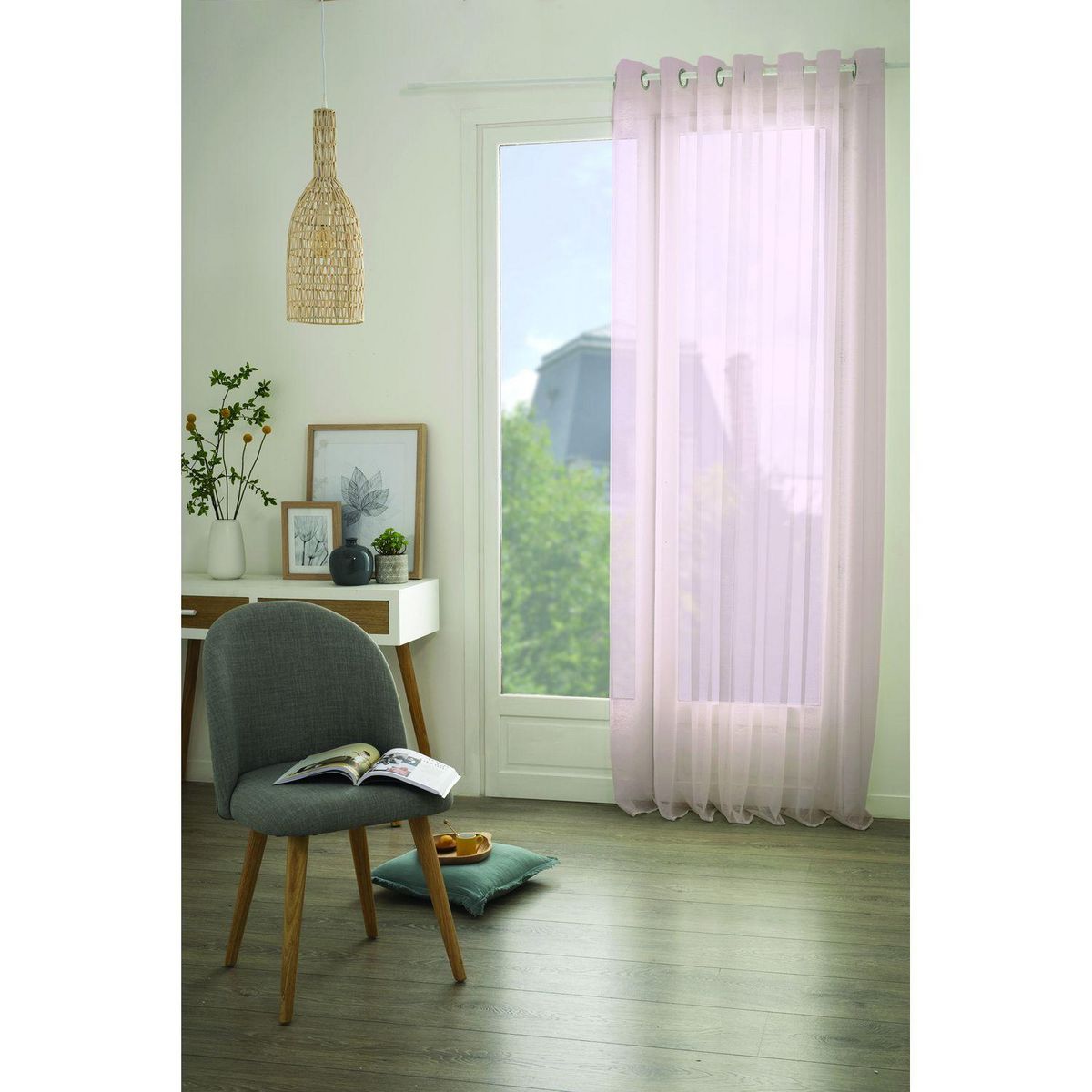 ATMOSPHERA Voilage Moly - 135 x 240 cm - Rose