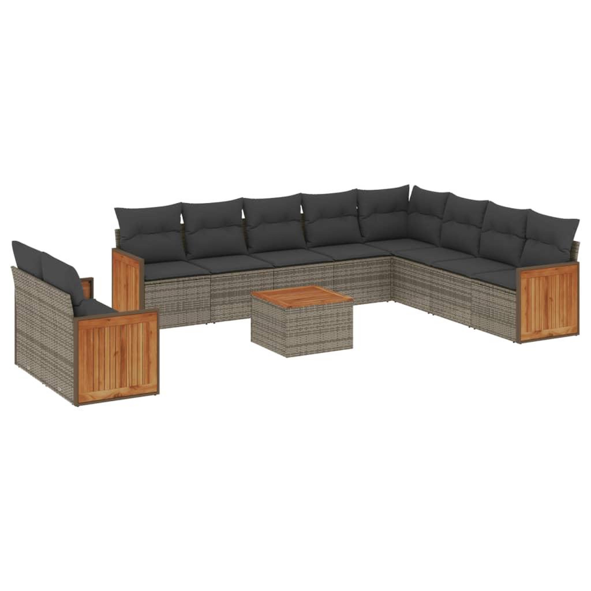 Voir la diapositive 2 : VIDAXL Salon de jardin 11 pcs avec coussins gris resine tressee