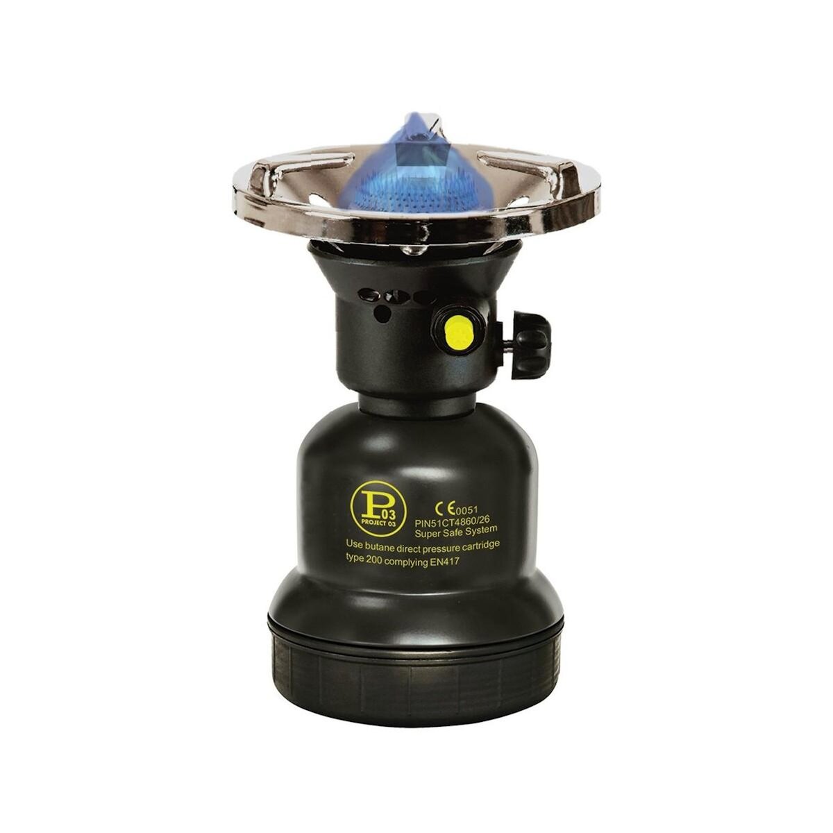 Proweltek Rechaud à gaz piezo 1300W Coque Acier Réchaud gaz Camping pour cartouche gaz 190g COOK60P