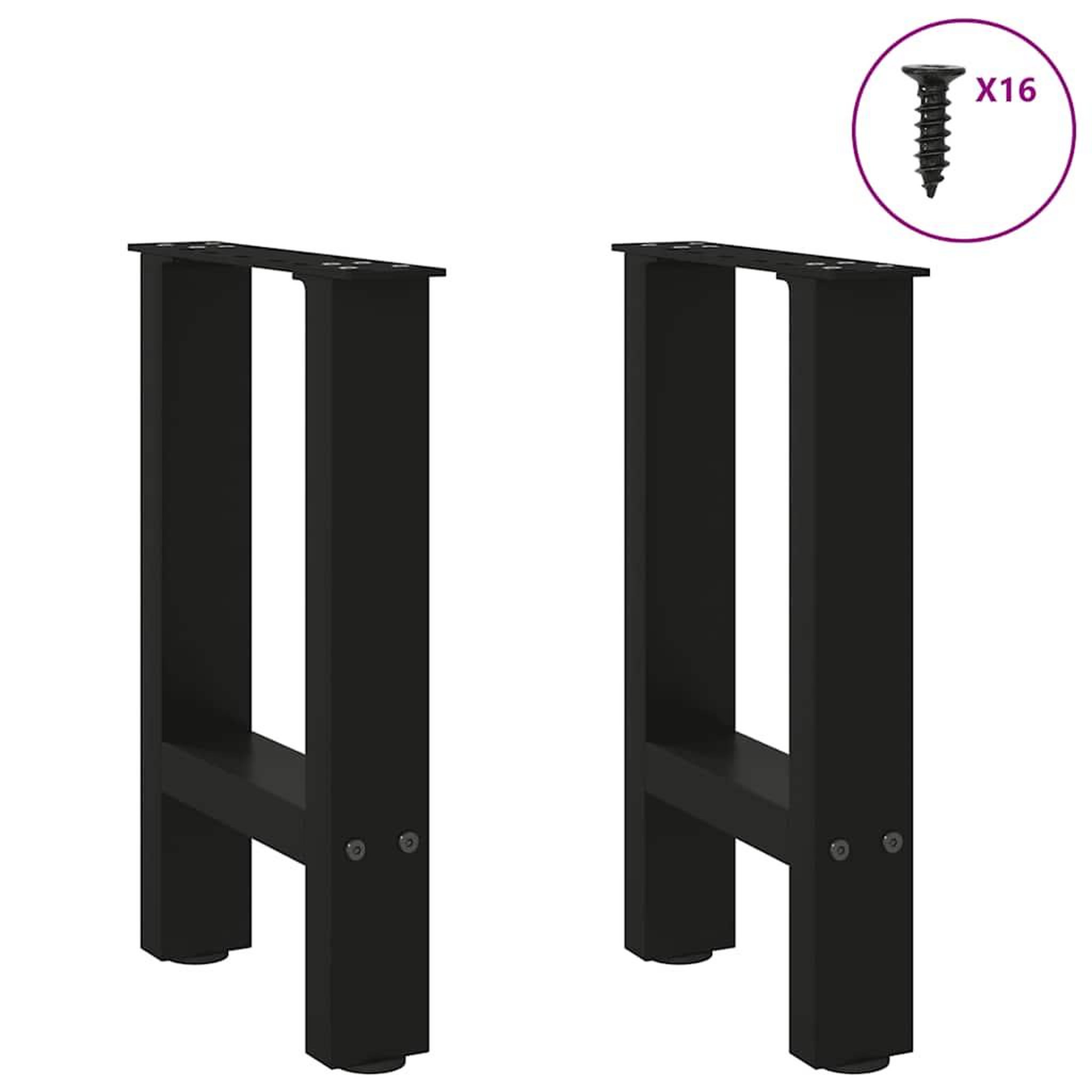 Voir la diapositive 3 : VIDAXL Pieds de table basse noir 2 pcs 28x(42-43) cm acier