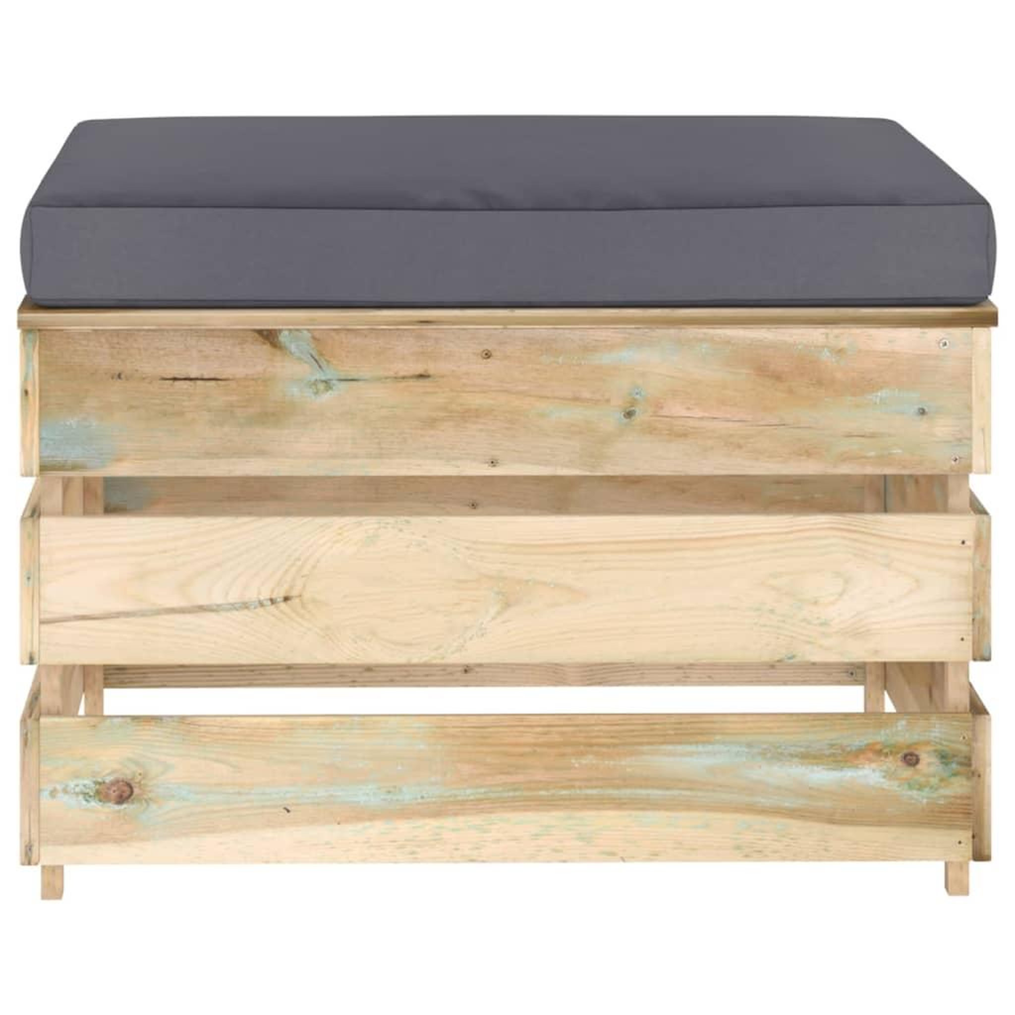 Voir la diapositive 2 : VIDAXL Pouf sectionnel avec coussin Bois impregne de vert