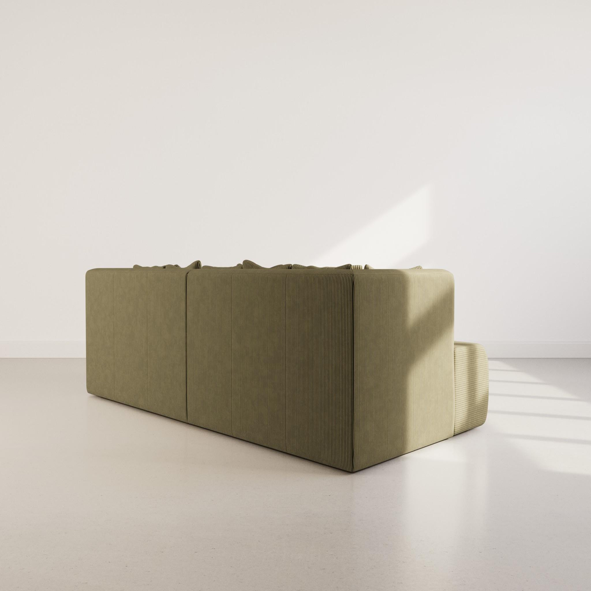 Voir la diapositive 5 : LISA DESIGN Onyx - canapé droit 4 places avec double méridienne - assise profonde - en velours côtelé
