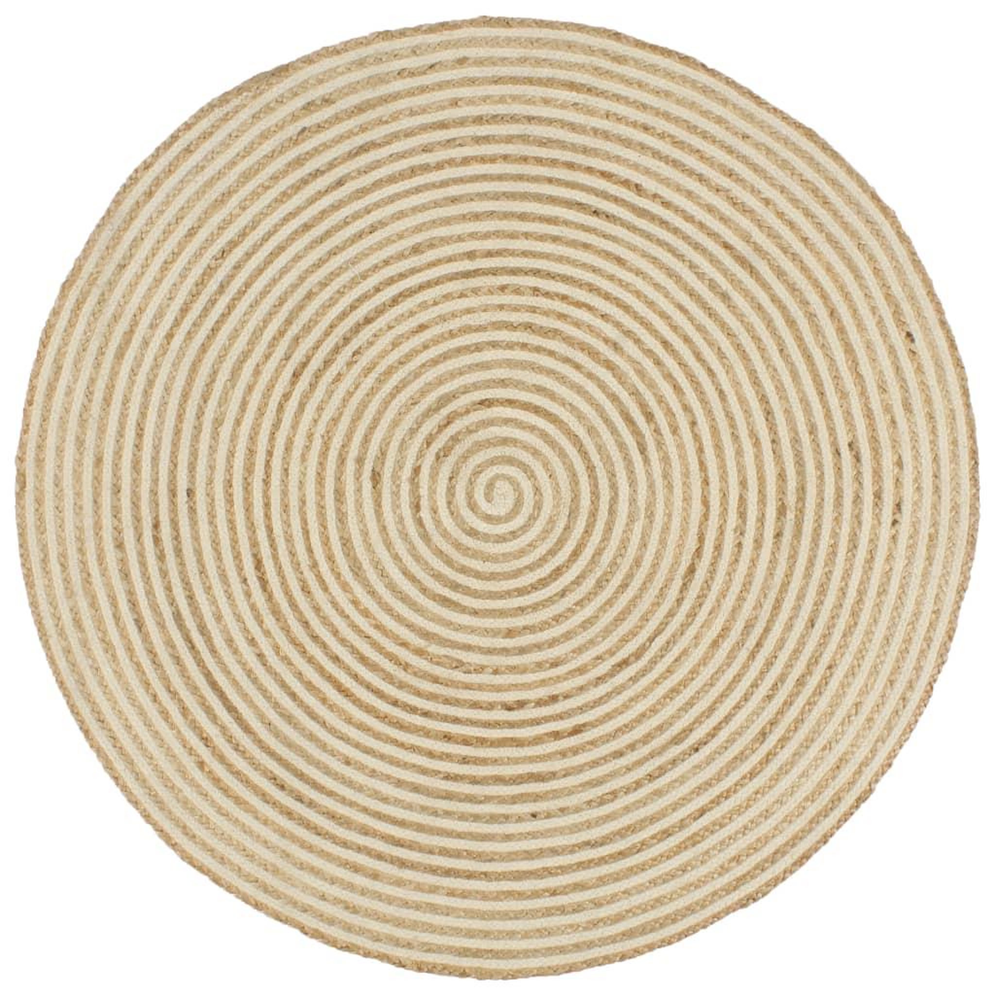 Voir la diapositive 1 : VIDAXL Tapis fait a la main Jute avec design de spirale Blanc 120 cm