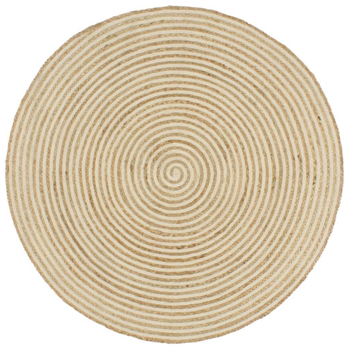 VIDAXL Tapis fait a la main Jute avec design de spirale Blanc 120 cm