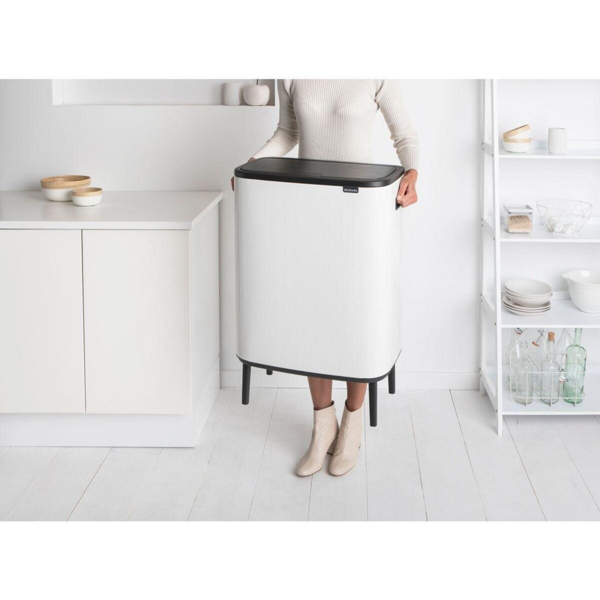 BRABANTIA Poubelle de cuisine tri sélectif Bo Touch Bin Hi 2x30L Blanc