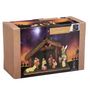 Voir la diapositive 2 : FEERIC LIGHT & CHRISTMAS Crèche de Noël en bois et ses 8 santons en porcelaine