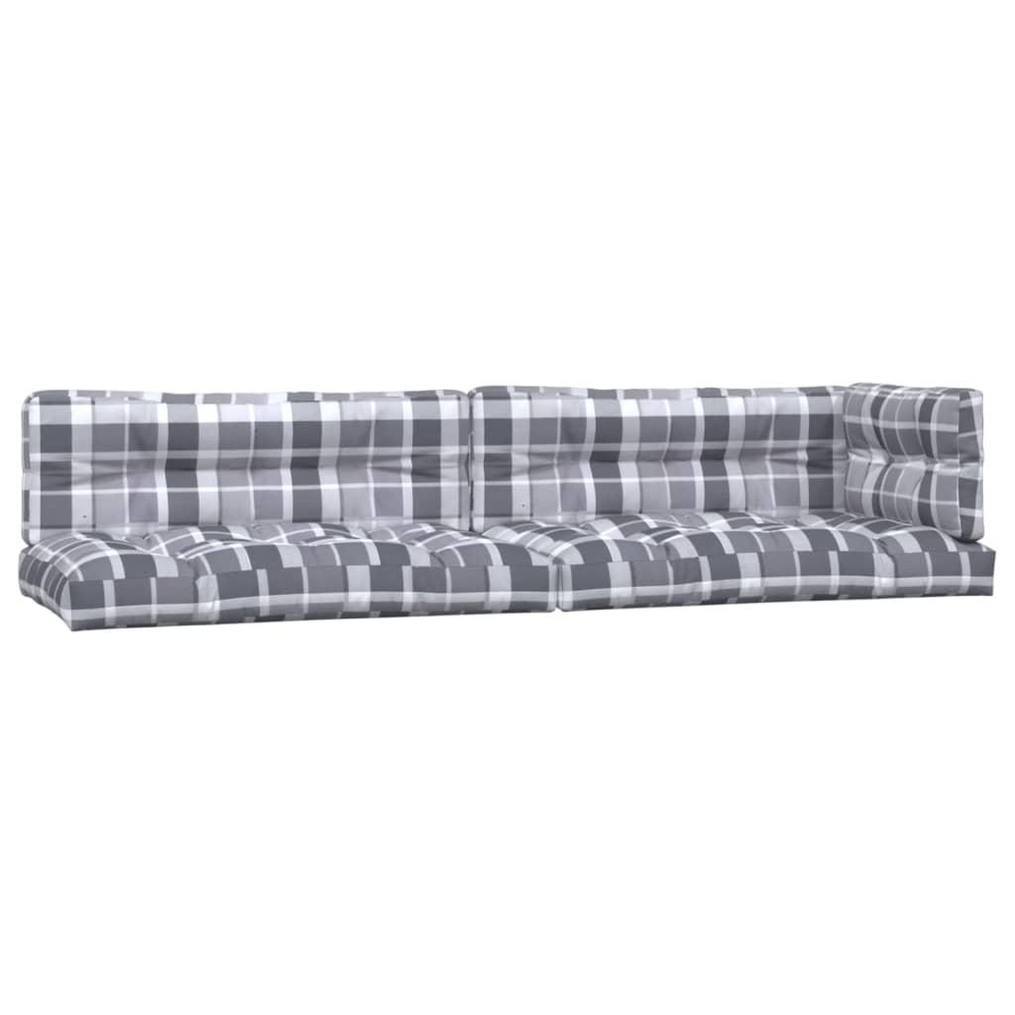 Voir la diapositive 2 : VIDAXL Coussins de palette lot de 5 motif a carreaux gris tissu