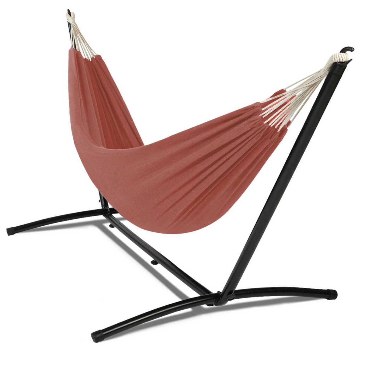 ID MARKET Hamac avec support métal et toile terracotta