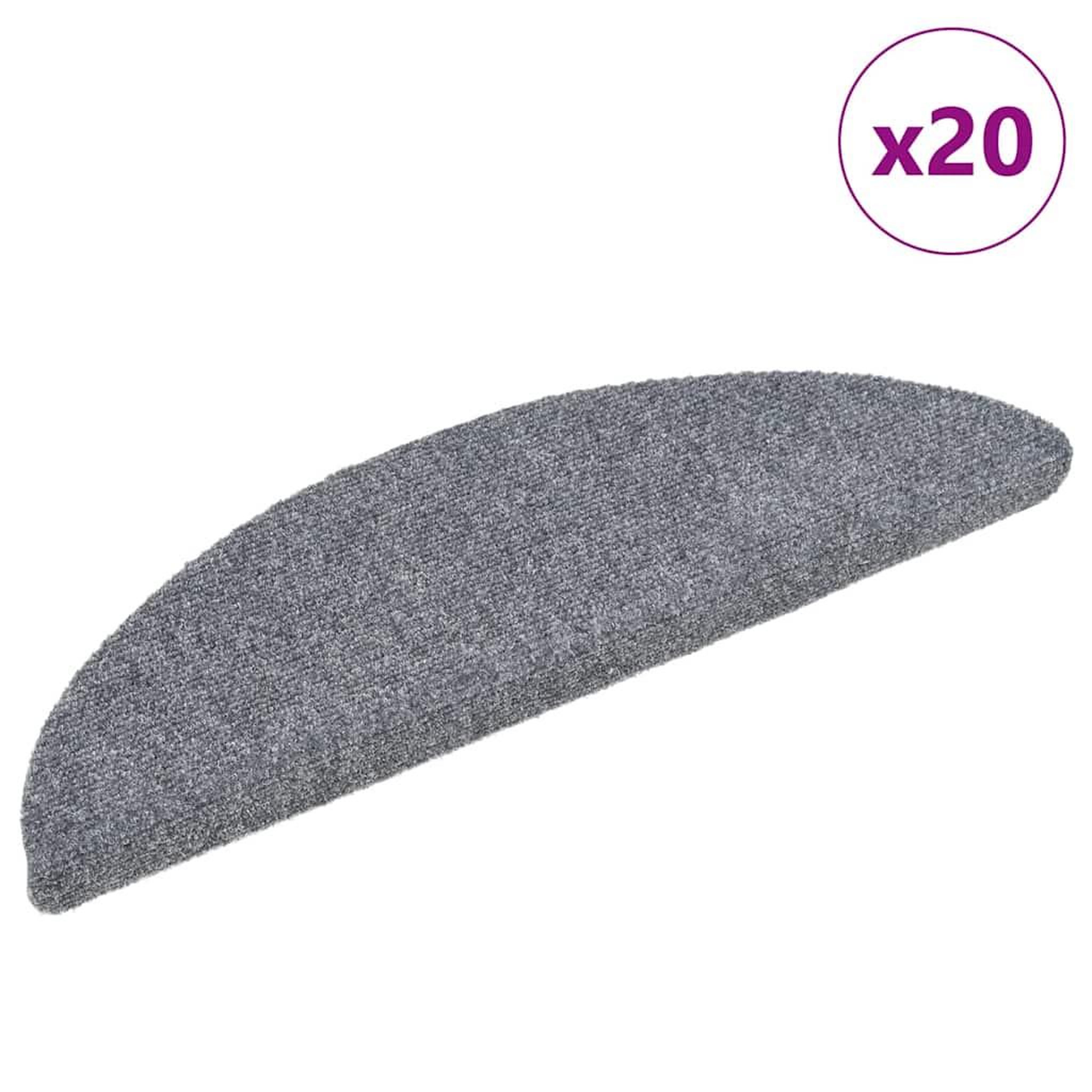 VIDAXL Tapis d'escalier autocollant 20 pcs gris clair 56x17x3 cm
