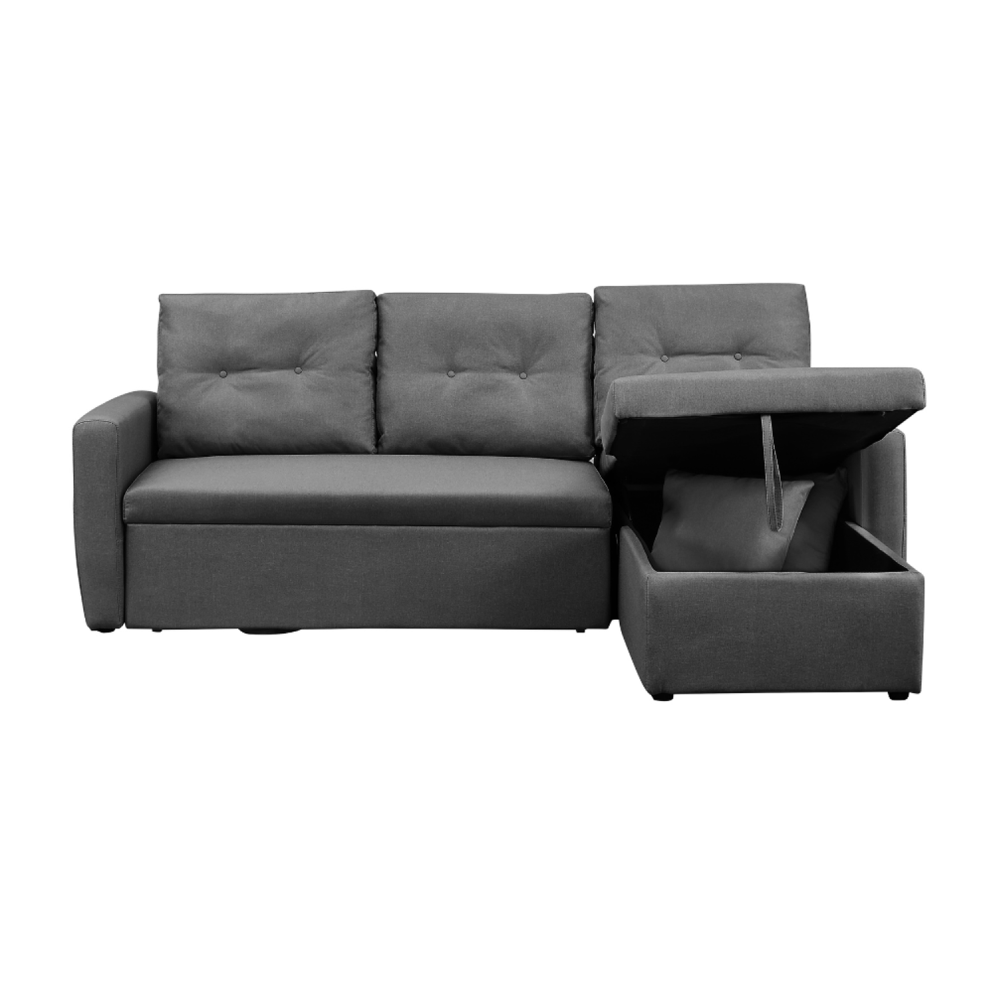 Voir la diapositive 4 : CONCEPT USINE Canapé d'angle 4 places convertible gris malmo