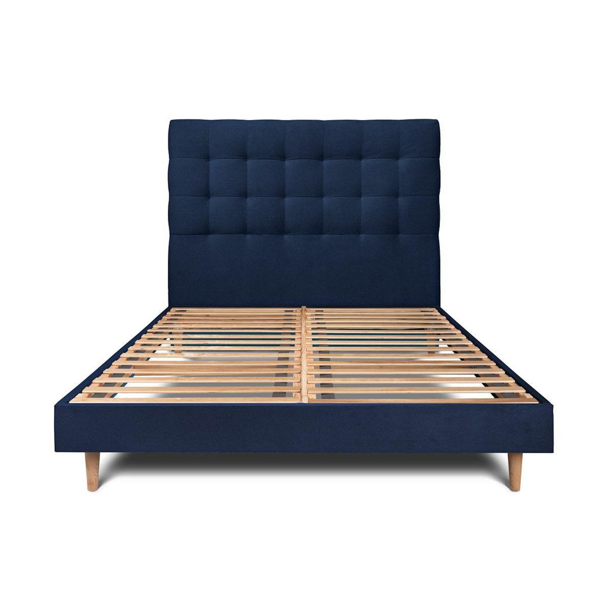 Sommeil de Plomb Lit avec tête de lit capitonnée velours et sommier kit - Hauteur totale : 29cm