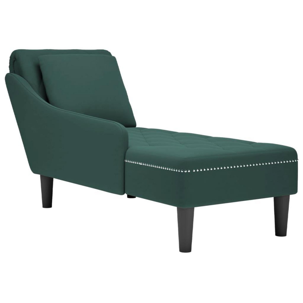 VIDAXL Fauteuil long et coussin et accoudoir droit vert fonce velours
