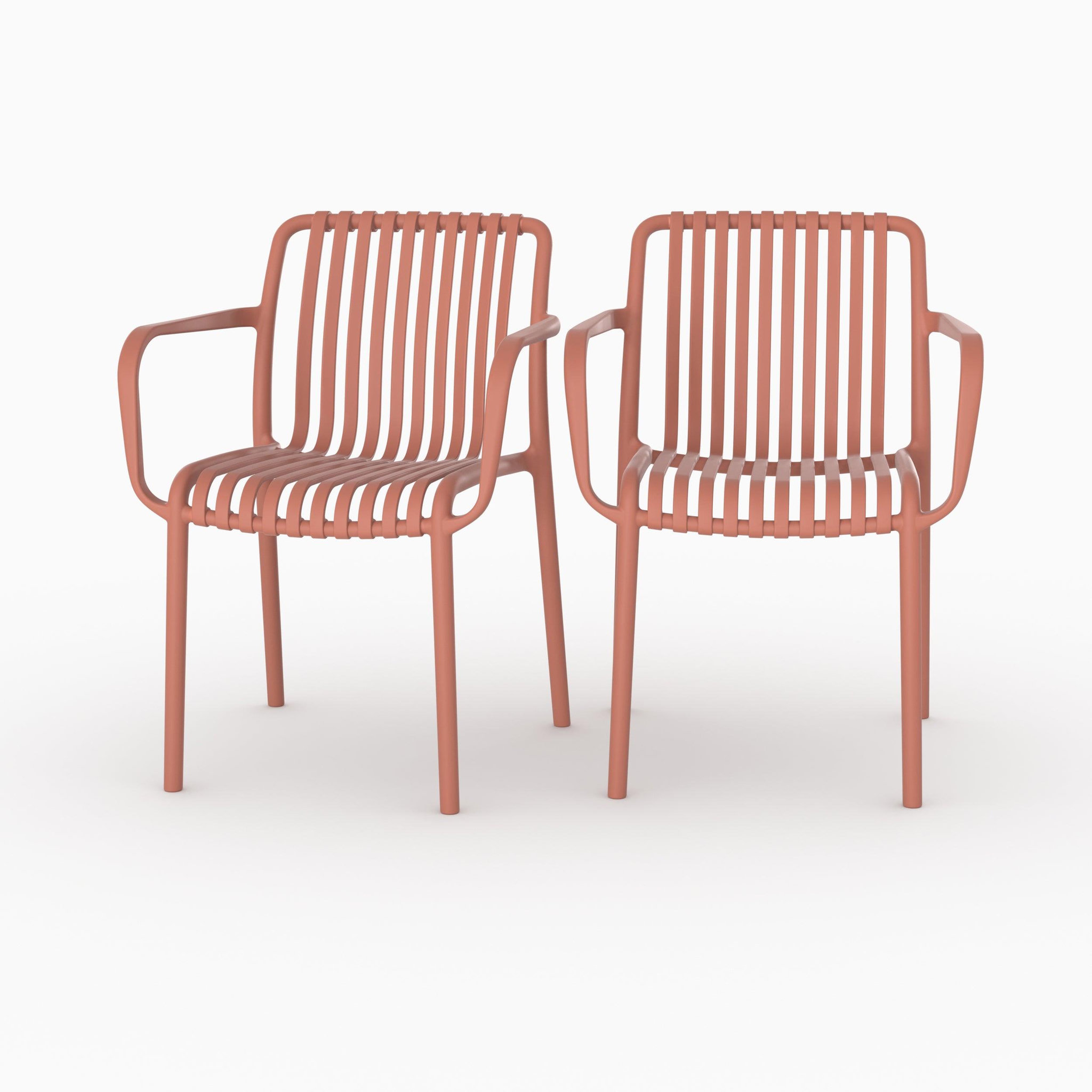 MAISON PAVANE Lot de 2 chaises de jardin empilables en plastique vieux rose-ivy