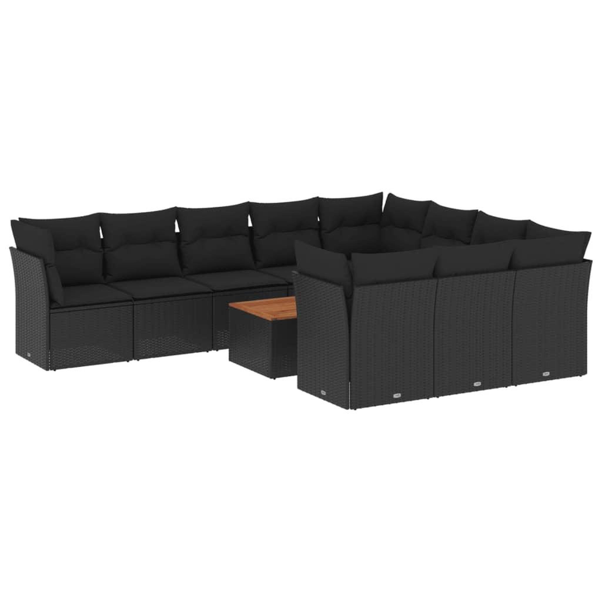 Voir la diapositive 2 : VIDAXL Salon de jardin 11 pcs avec coussins noir resine tressee