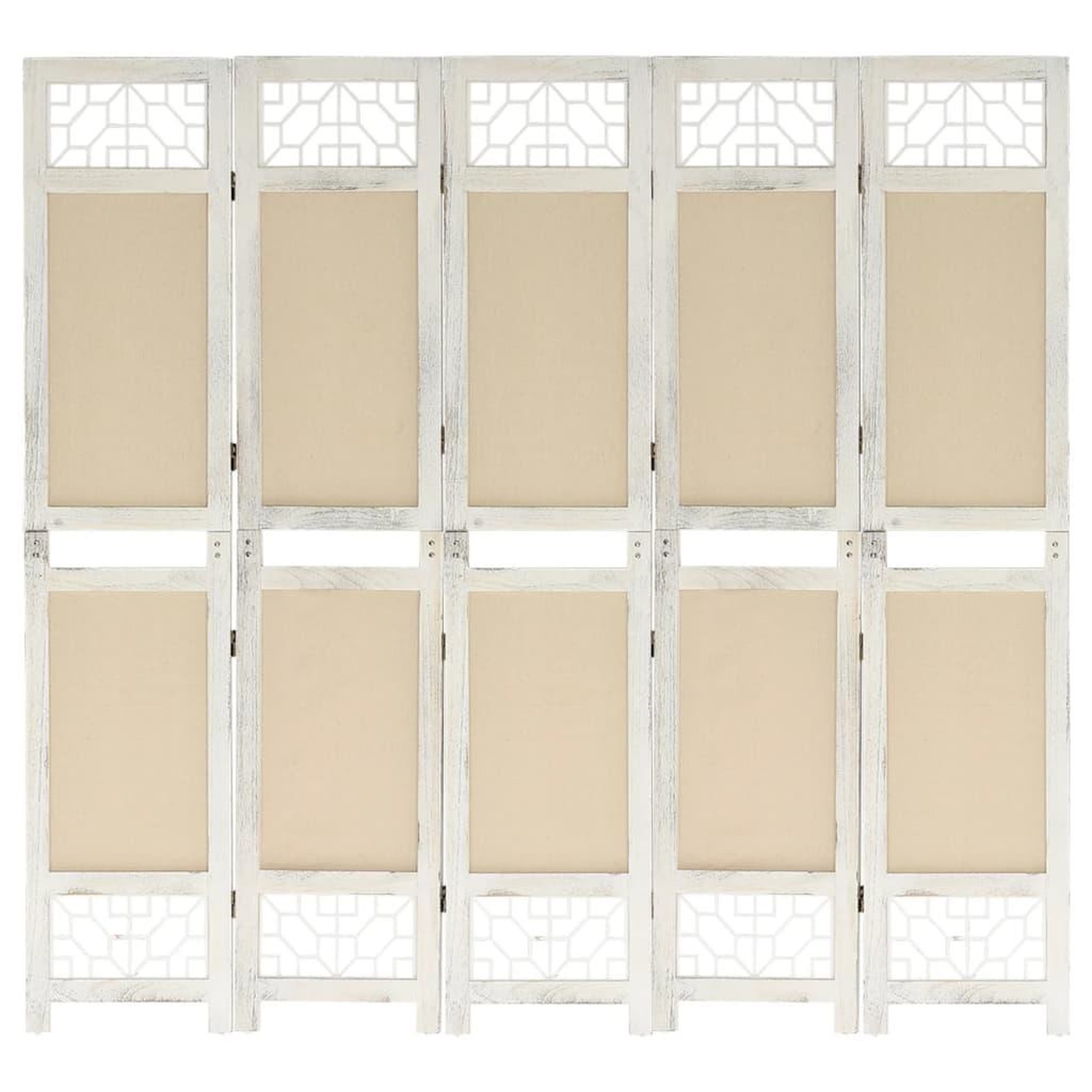 VIDAXL Cloison de separation 5 panneaux Creme 175x165 cm Tissu