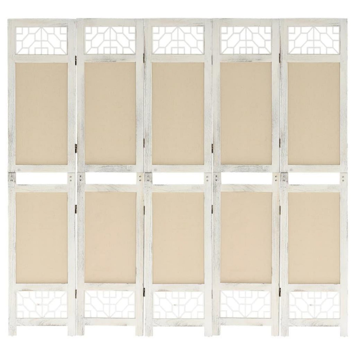 VIDAXL Cloison de separation 5 panneaux Creme 175x165 cm Tissu