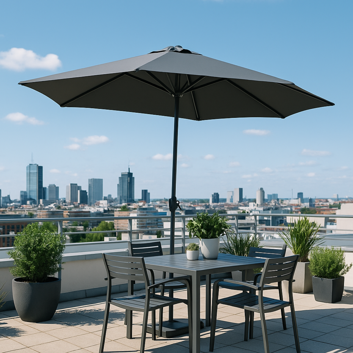 CONCEPT USINE Parasol droit rond diamètre 3 m gris PORTOFINO