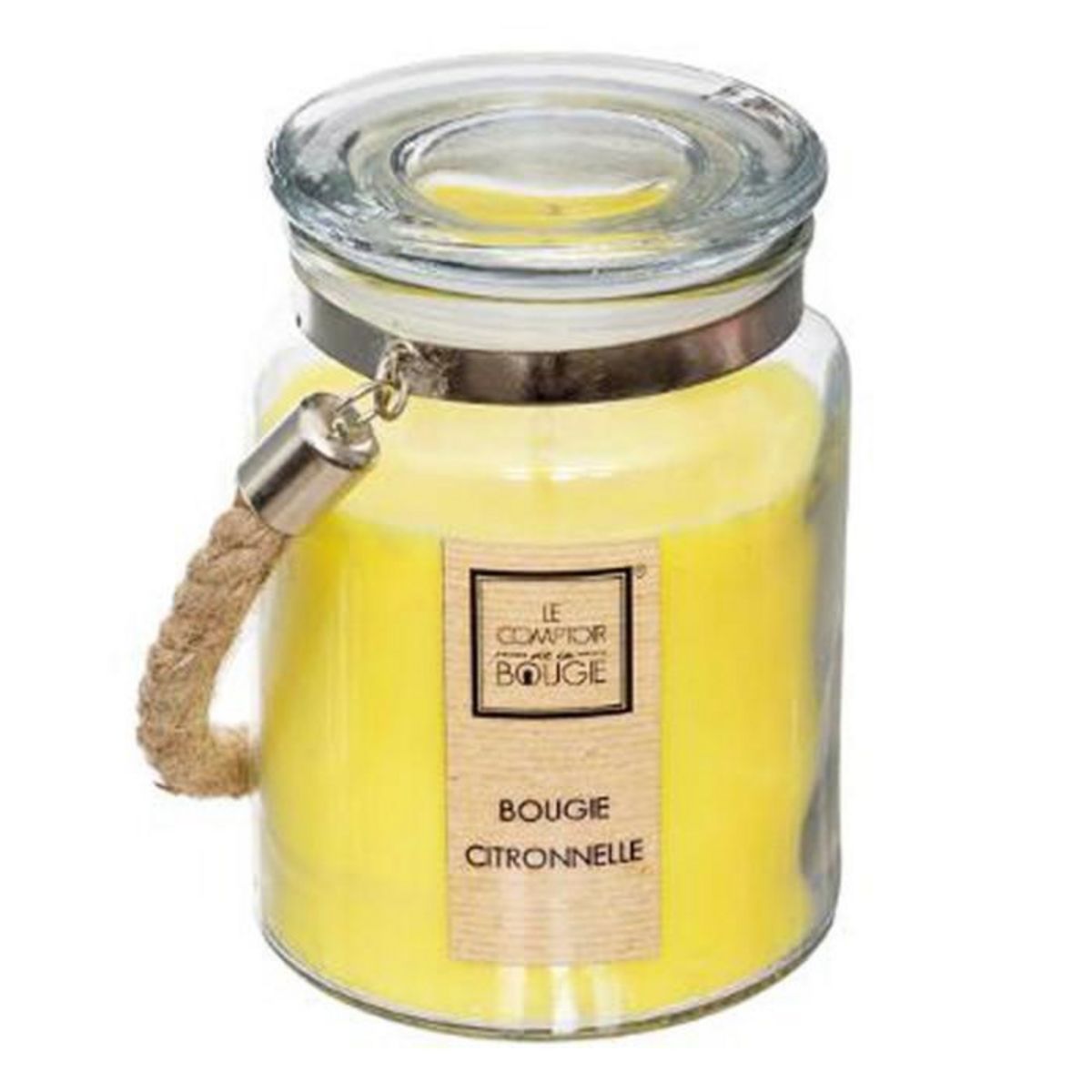 COMPTOIR DE LA BOUGIE Bougie Parfumée en Verre  Corde  500g Citronnelle