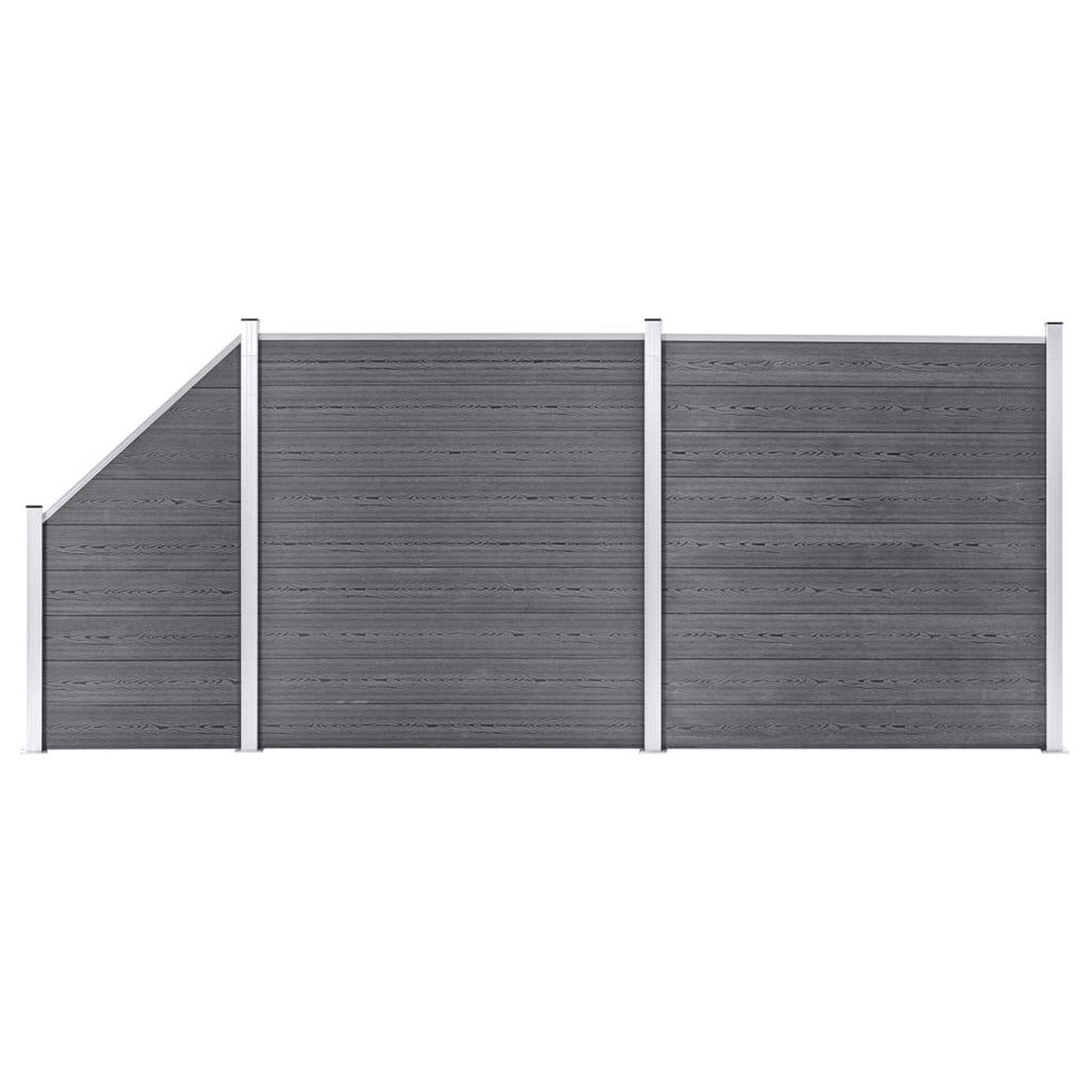 VIDAXL Ensemble de cloture WPC 2 Carre + 1 Incline 446 x 186 cm Gris
