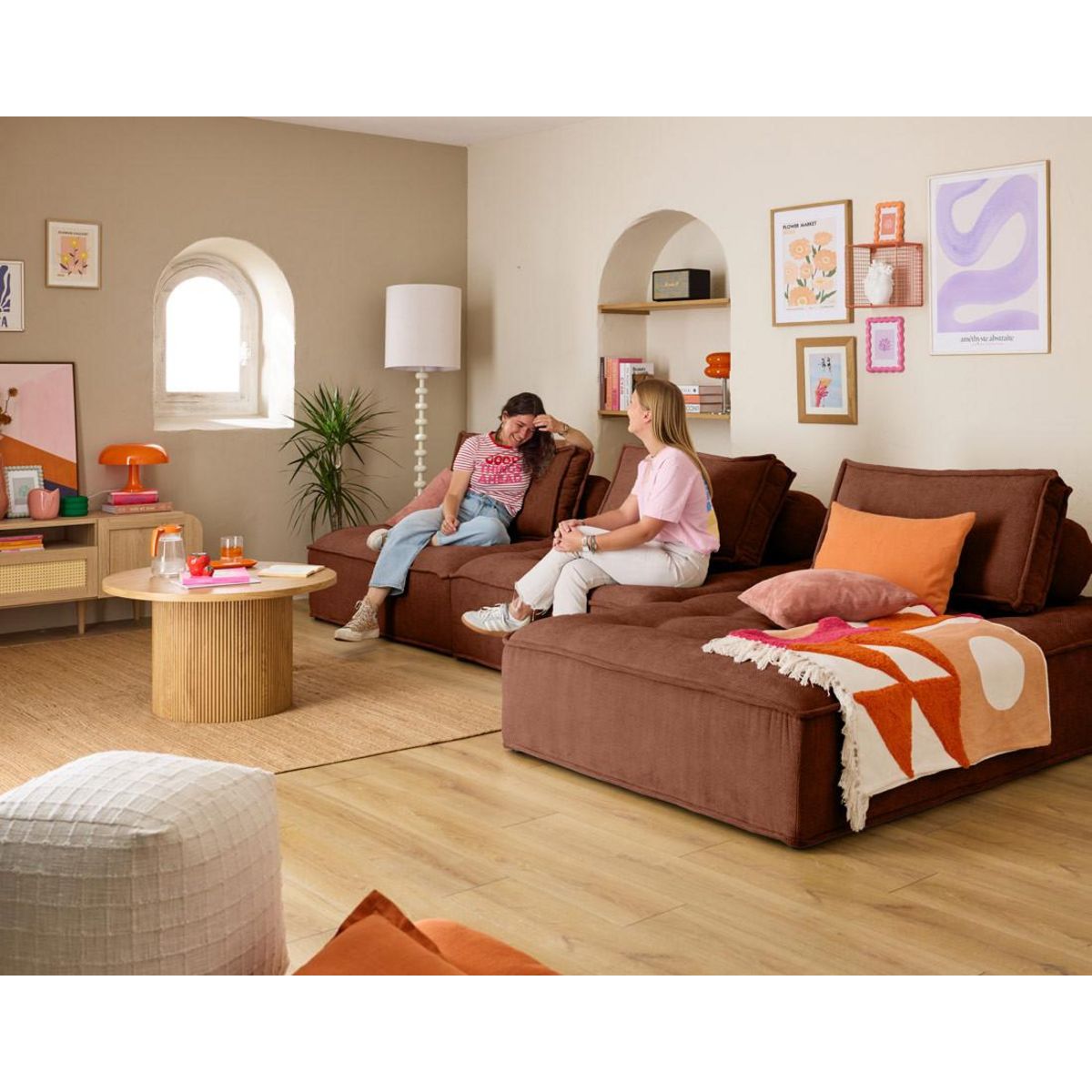 LISA DESIGN Marisol - canapé d'angle modulable 4 places - velours texturé