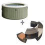 Voir la diapositive 2 : INTEX Pack spa gonflable Intex PureSpa Olive rond Bulles 4 places + Ensemble mobilier