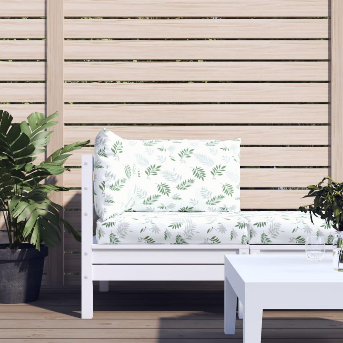 VIDAXL Coussins de palette lot de 3 motif de feuilles tissu Oxford