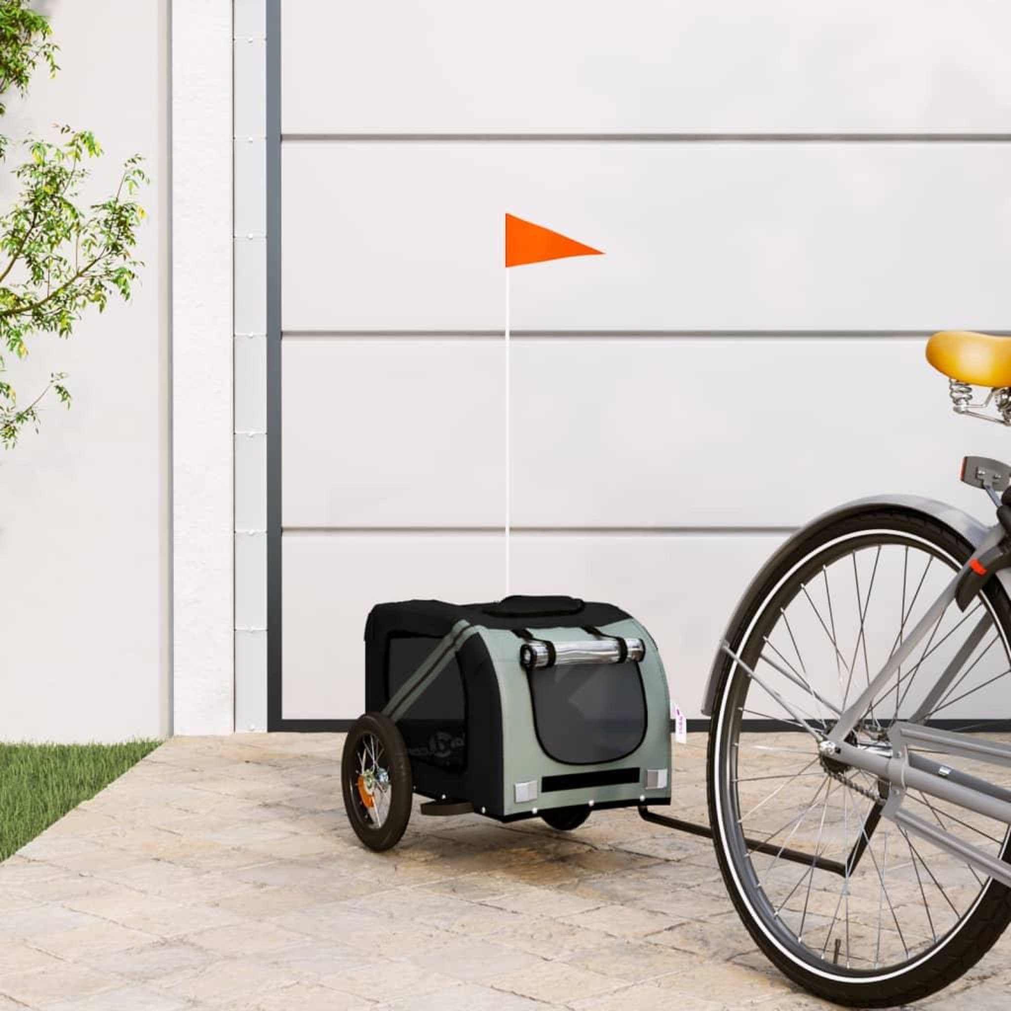 VIDAXL Remorque de velo pour animaux de compagnie gris et noir