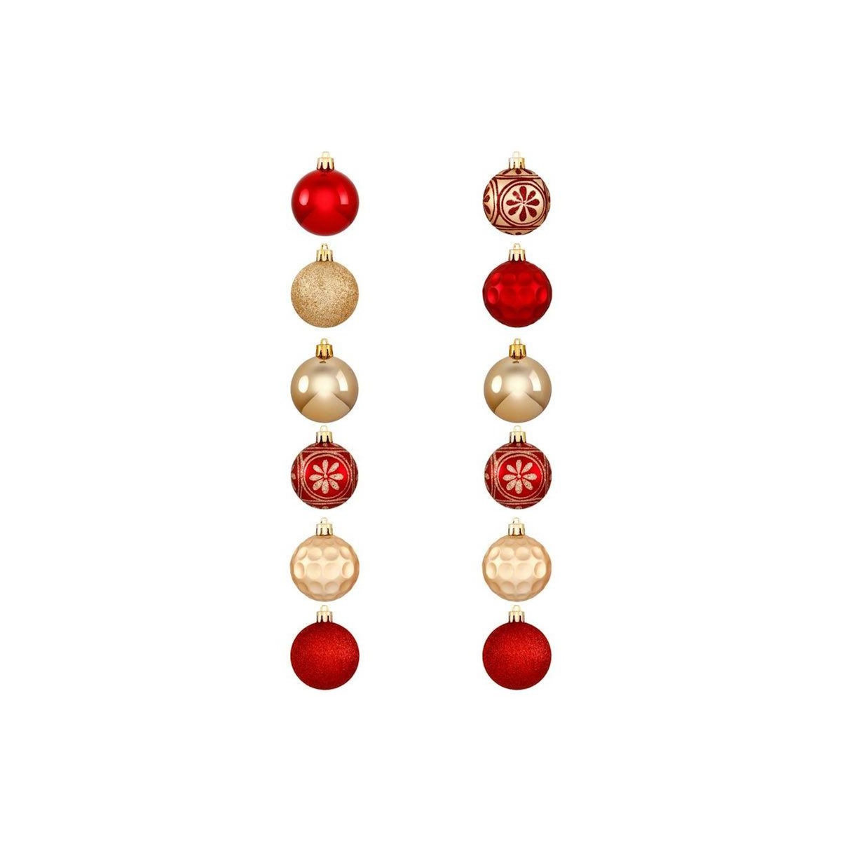 FEERIC LIGHT & CHRISTMAS Lot de 12 Boules de Noël  Soir  6cm Rouge & Or
