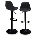 ID MARKET Lot de 2 tabourets de bar KARL design noir pied noir