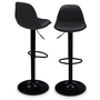 Voir la diapositive 1 : ID MARKET Lot de 2 tabourets de bar KARL design noir pied noir