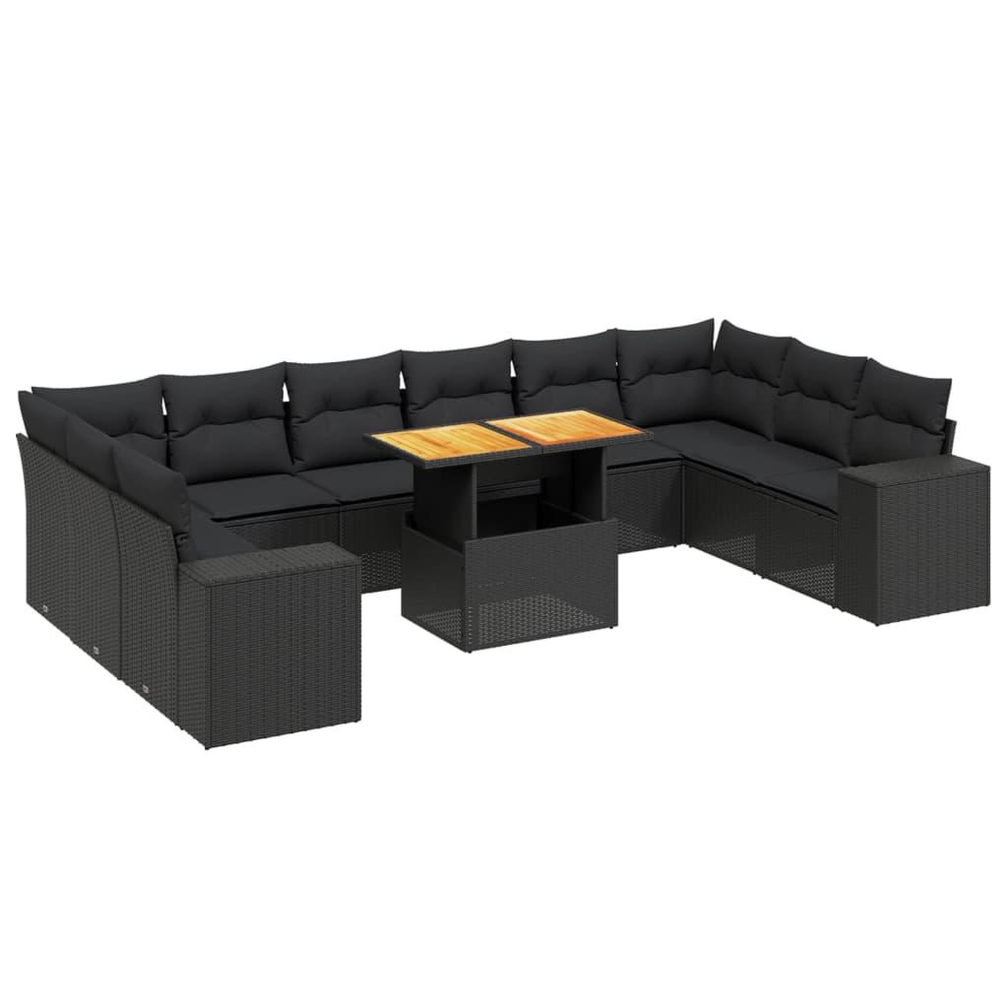 Voir la diapositive 2 : VIDAXL Salon de jardin 11 pcs avec coussins noir resine tressee
