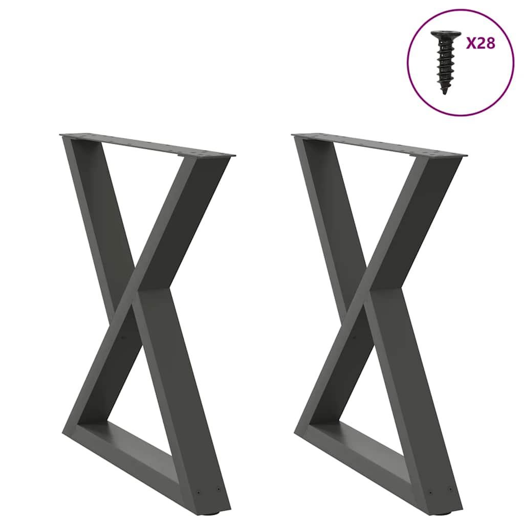 VIDAXL Pieds de table a manger 2 pcs anthracite 70x(72-73,3)cm