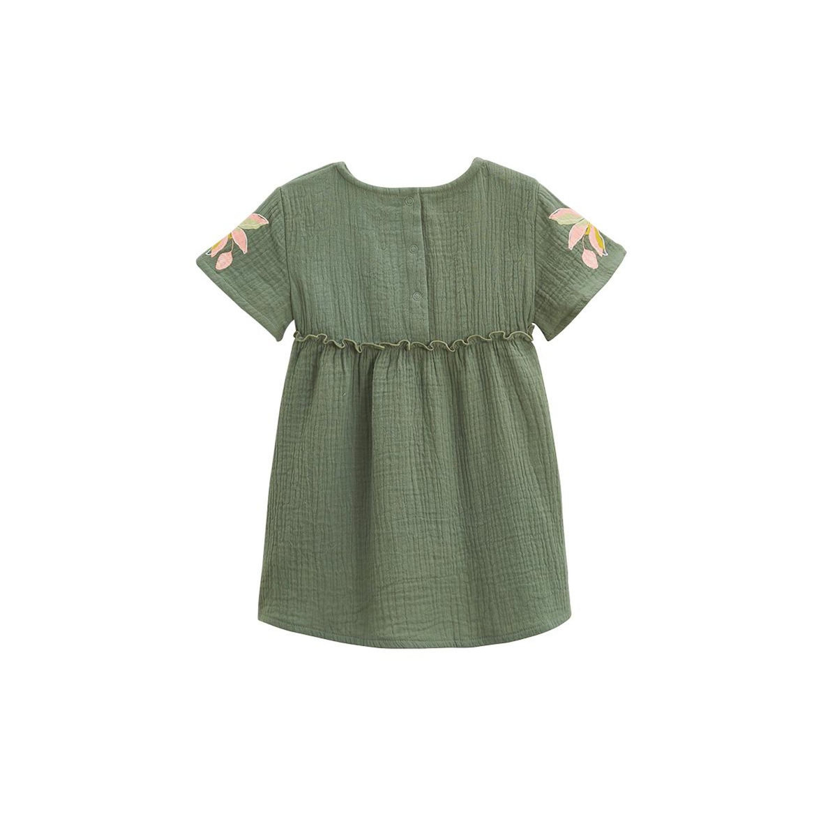 Petit Béguin Robe bébé en gaze de coton + chouchou Pivoina