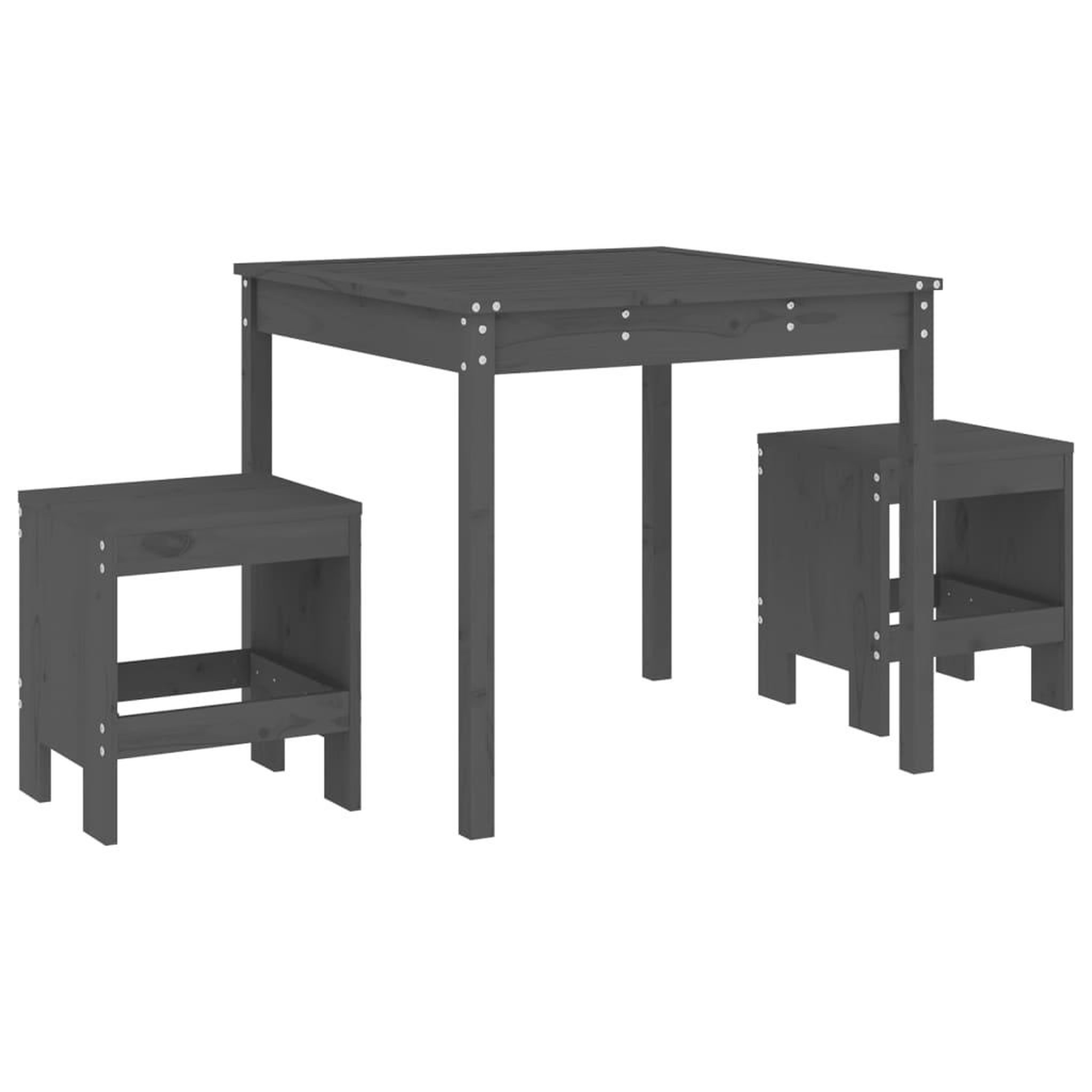Voir la diapositive 2 : VIDAXL Ensemble de bistrot de jardin 3 pcs gris bois de pin massif
