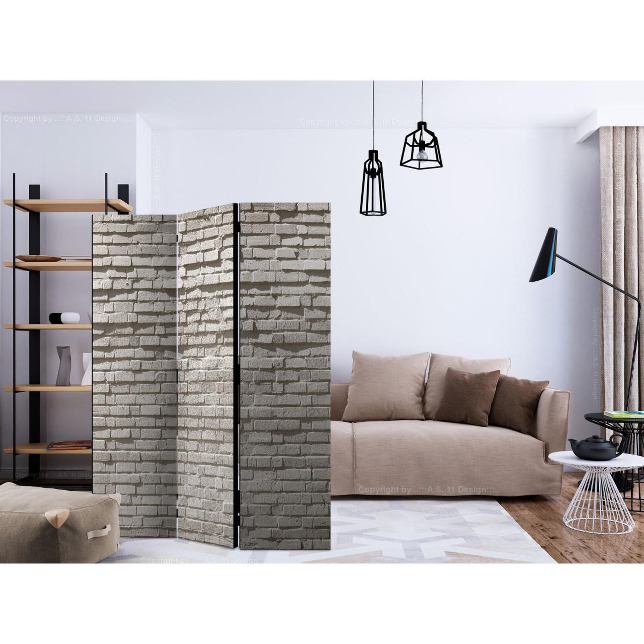 Voir la diapositive 2 : Paris Prix Paravent 3 volets  brick wall : minimalism  135x172cm