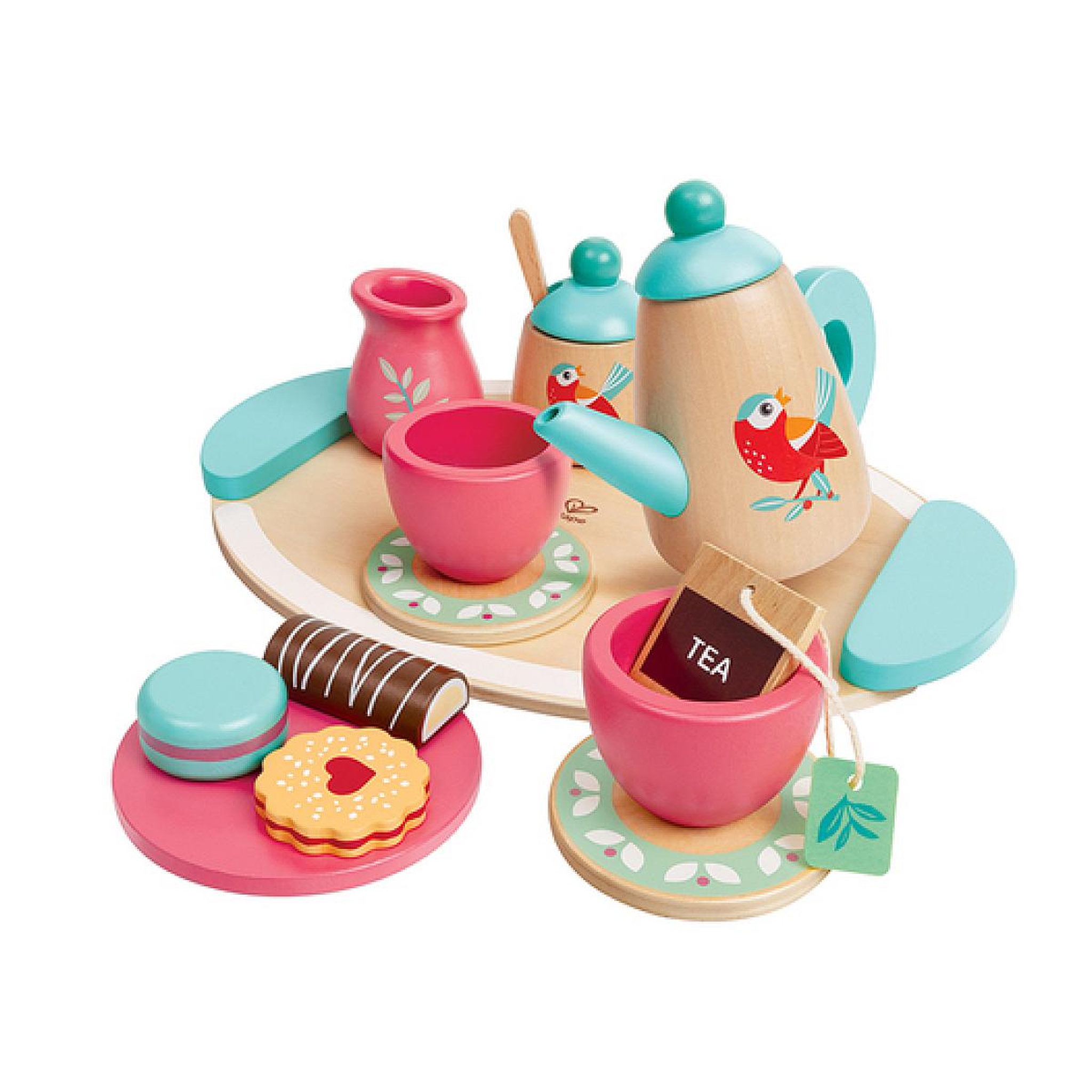 Hape Service a thé en bois couleur pastel