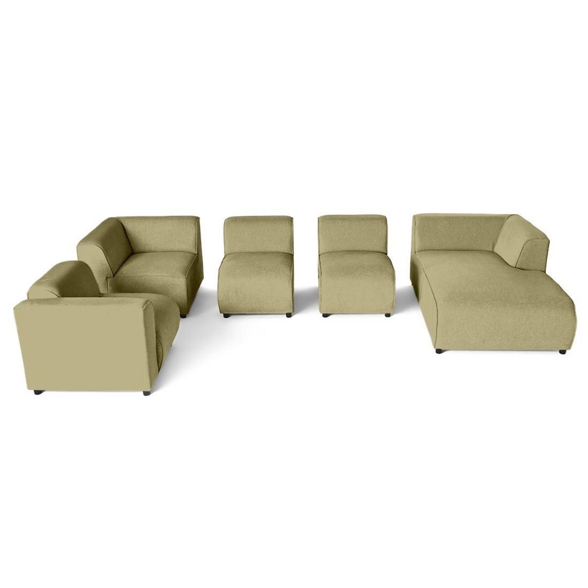 LISA DESIGN Suaro - canapé modulable panoramique d'angle gauche 7 places en tissu texturé