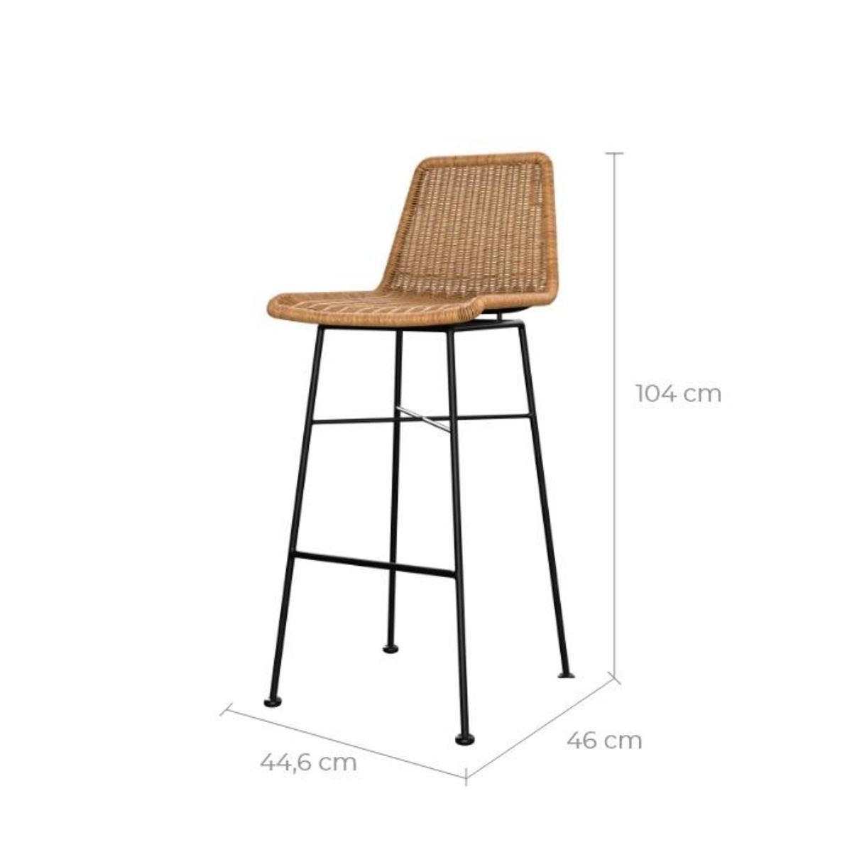 Rendez vous déco Lot de 2 chaises de bar 76 cm en résine tressée marron - Mandya