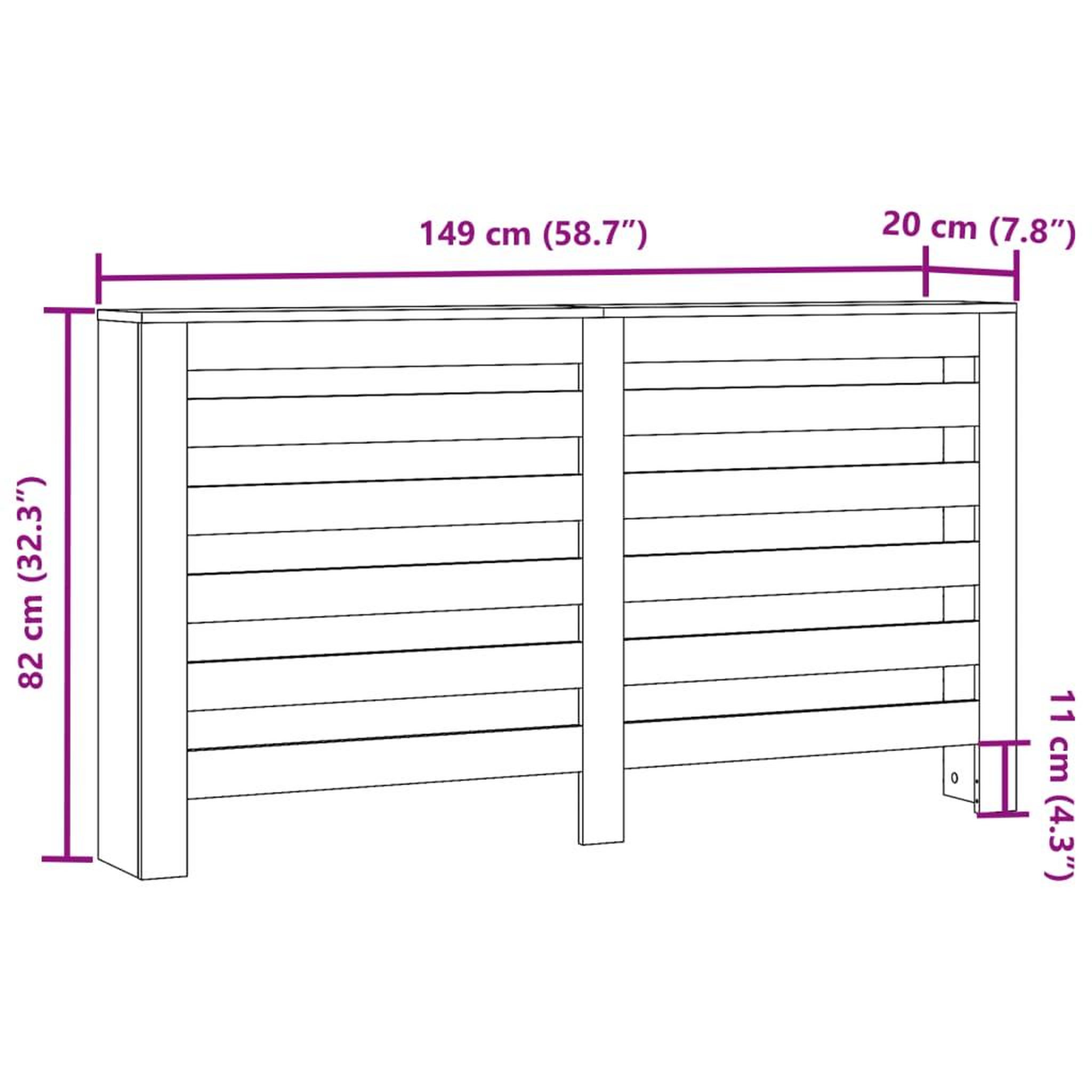 Voir la diapositive 6 : VIDAXL Cache-radiateur blanc 149x20x82 cm bois d'ingenierie