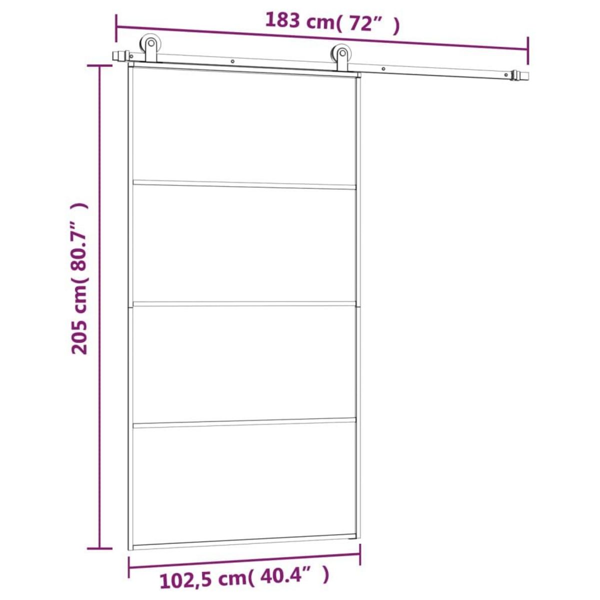 VIDAXL Porte coulissante et kit de quincaillerie 102,5x205cm Verre ESG