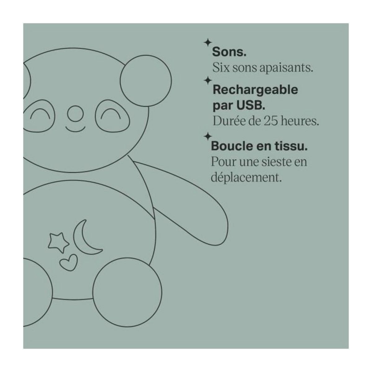 TOMMEE TIPPEE Mini Peluche - TOMMEE TIPPEE - Pippo Le Panda - Aide au sommeil nomade - 6 sons - Rechargeable par USB - Lavable en machine